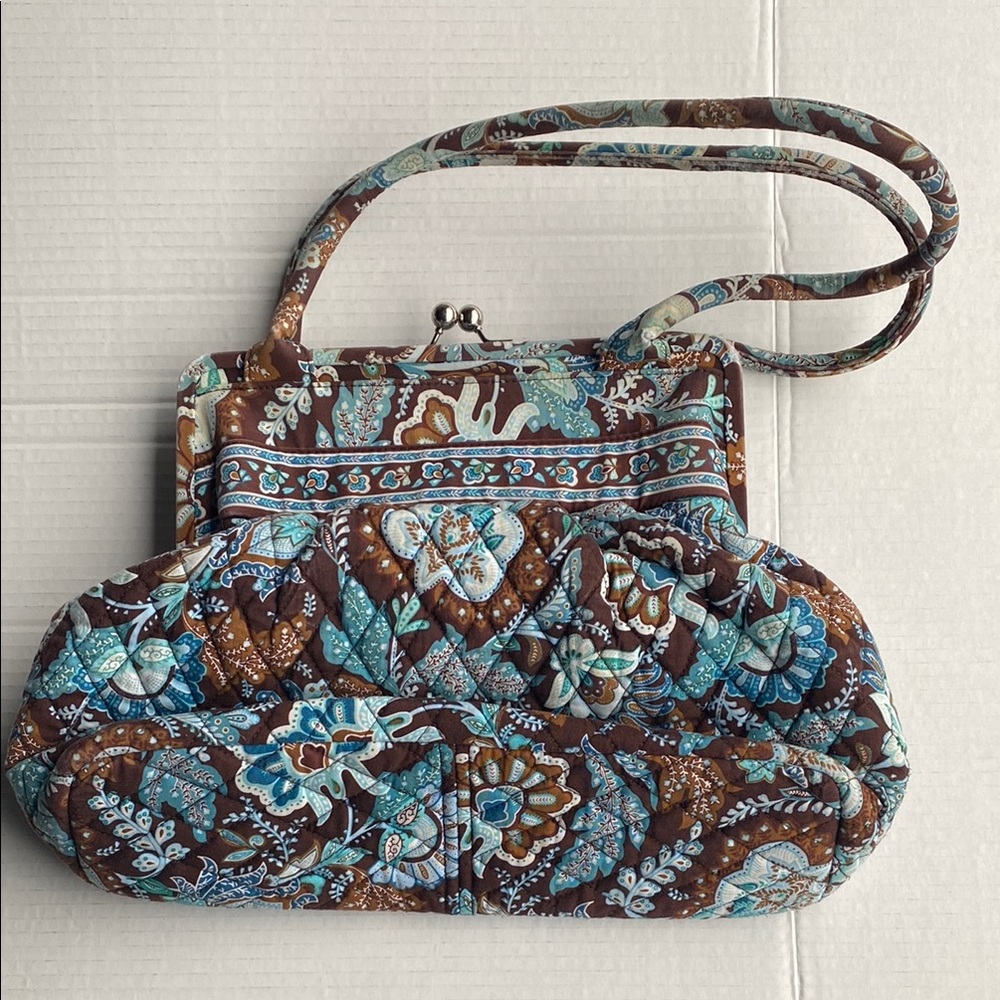 Vera Bradley Floral Quilted Handbag - Brown and Blue